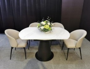 Стол TERAMO 135 GLOSS GRAND JADE SOLID CERAMIC, керамика, поворотн.механизм / Черный каркас, ®DISAUR в Перми - perm.mebel24.online | фото 3