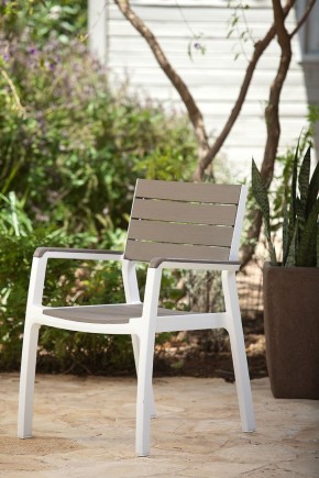 Стул c подлокотниками Гармония (Harmony armchair) белый-капучино в Перми - perm.mebel24.online | фото 1