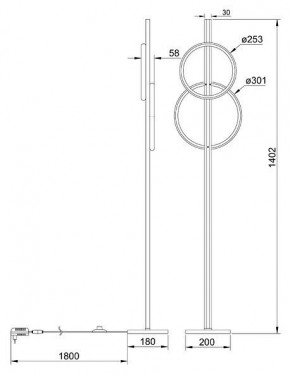 Торшер Arte Lamp Fluido A3913PN-24BK в Перми - perm.mebel24.online | фото 2