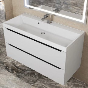 Тумба под раковину Uperwood Tanos 100 см, подвесная, белая/графит в Перми - perm.mebel24.online | фото 10