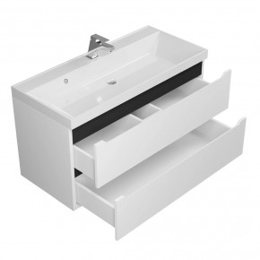 Тумба под раковину Uperwood Tanos 100 см, подвесная, белая/графит в Перми - perm.mebel24.online | фото 2