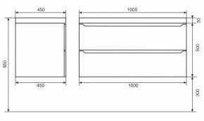 Тумба под раковину Uperwood Tanos 100 см, подвесная, белая/графит в Перми - perm.mebel24.online | фото 6