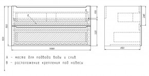 Тумба под раковину Uperwood Tanos 100 см, подвесная, белая/графит в Перми - perm.mebel24.online | фото 7