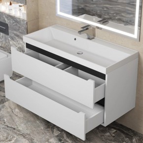 Тумба под раковину Uperwood Tanos 100 см, подвесная, белая/графит в Перми - perm.mebel24.online | фото 9