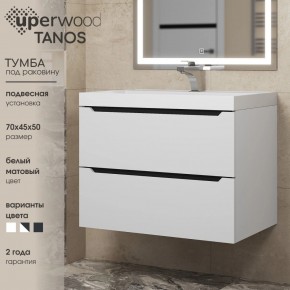 Тумба под раковину Uperwood Tanos 70 см, подвесная, белая/графит в Перми - perm.mebel24.online | фото 3
