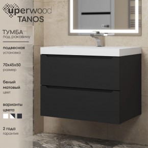 Тумба под раковину Uperwood Tanos 70 см, подвесная, черная матовая в Перми - perm.mebel24.online | фото 3