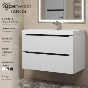 Тумба под раковину Uperwood Tanos 80 см, подвесная, белая/графит в Перми - perm.mebel24.online | фото 3