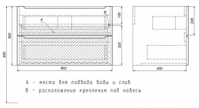 Тумба под раковину Uperwood Tanos 80 см, подвесная, белая/графит в Перми - perm.mebel24.online | фото 7