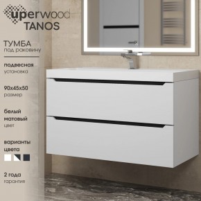 Тумба под раковину Uperwood Tanos 90 см, подвесная, белая/графит в Перми - perm.mebel24.online | фото 3