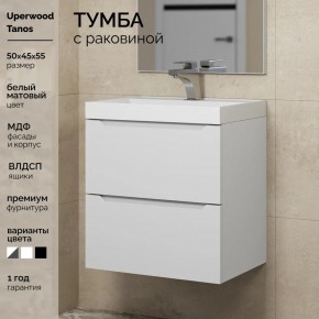 Тумба с раковиной Uperwood Tanos 50 см, подвесная, белая матовая в Перми - perm.mebel24.online | фото 5