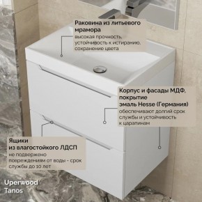 Тумба с раковиной Uperwood Tanos 50 см, подвесная, белая матовая в Перми - perm.mebel24.online | фото 6